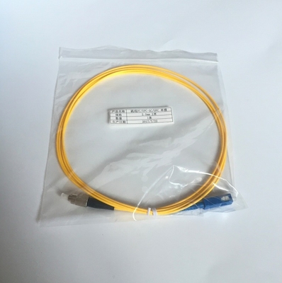 Yellow Optical Fiber Patch Cord 2.00mm SC / UPC - FC / UPC 2.0 Meter 2.00mm Fiber Optic Pigtail