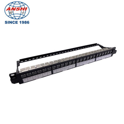 CAT5E CAT6 19-inch 24-Port Fully Shielded Patch Panel Equipped with Shielded Straight Through RJ45 Modules