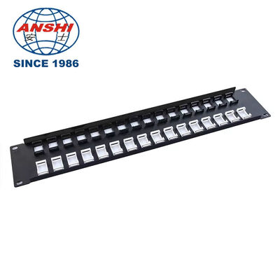 19 Inch 32 Port Empty STP FTP Shielded RJ45 Patch Panel CAT5E CAT6 Rack Mount Network Distribution Panel