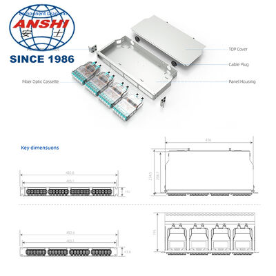 2U/4U 19 Inch Rack Mount Fiber Optic Patch Panel, Cold Rolled Steel 8/16 Slot Modular ODF, 12‑72 Fibers Max Capacity for FTTH Network