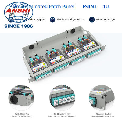 2U/4U 19 Inch Rack Mount Fiber Optic Patch Panel, Cold Rolled Steel 8/16 Slot Modular ODF, 12‑72 Fibers Max Capacity for FTTH Network