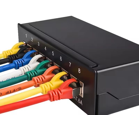 ПАТЧ-ПАНЕЛЬ НАСТОЛЬНАЯ 8 ПОРТОВ CAT5E CAT6 CAT6A ЭКРАНИРОВАННАЯ 90 ГРАДУСОВ ВЕРХНИЙ ВВОД УДАР FTP STP