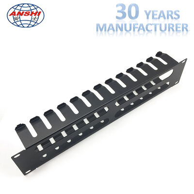 2U Height 12 Slot Metal 19 Inch Rack Mountable Horizontal Cable Manager For Network Installations