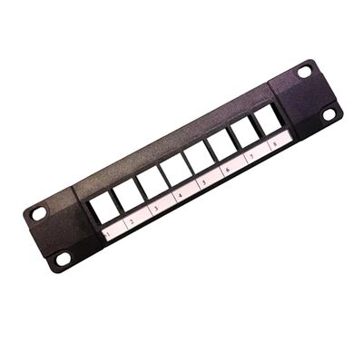 8 Port Unloaded Modular Patch Panel with CAT6A Compatibility for RJ45 Connections